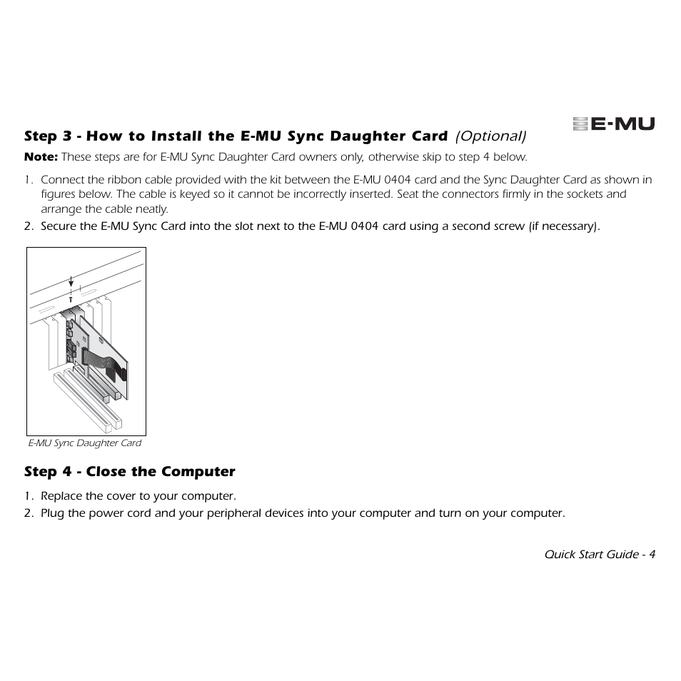 Optional) | E-MU 0404 PCI Quick Start User Manual | Page 5 / 12