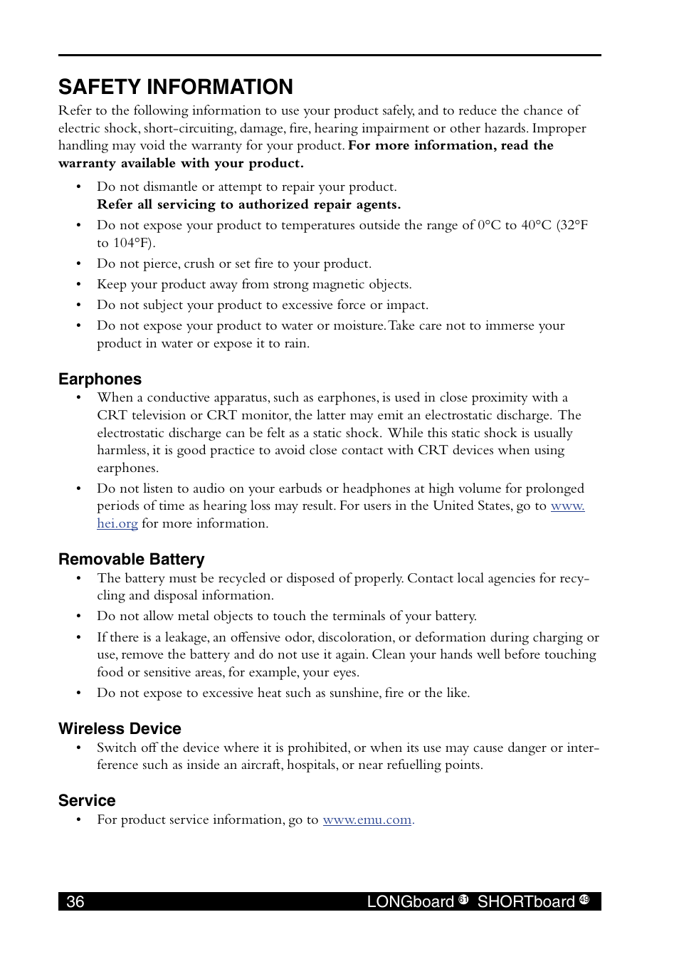 Safety information | E-MU SHORTBoard 49 User Manual | Page 38 / 42