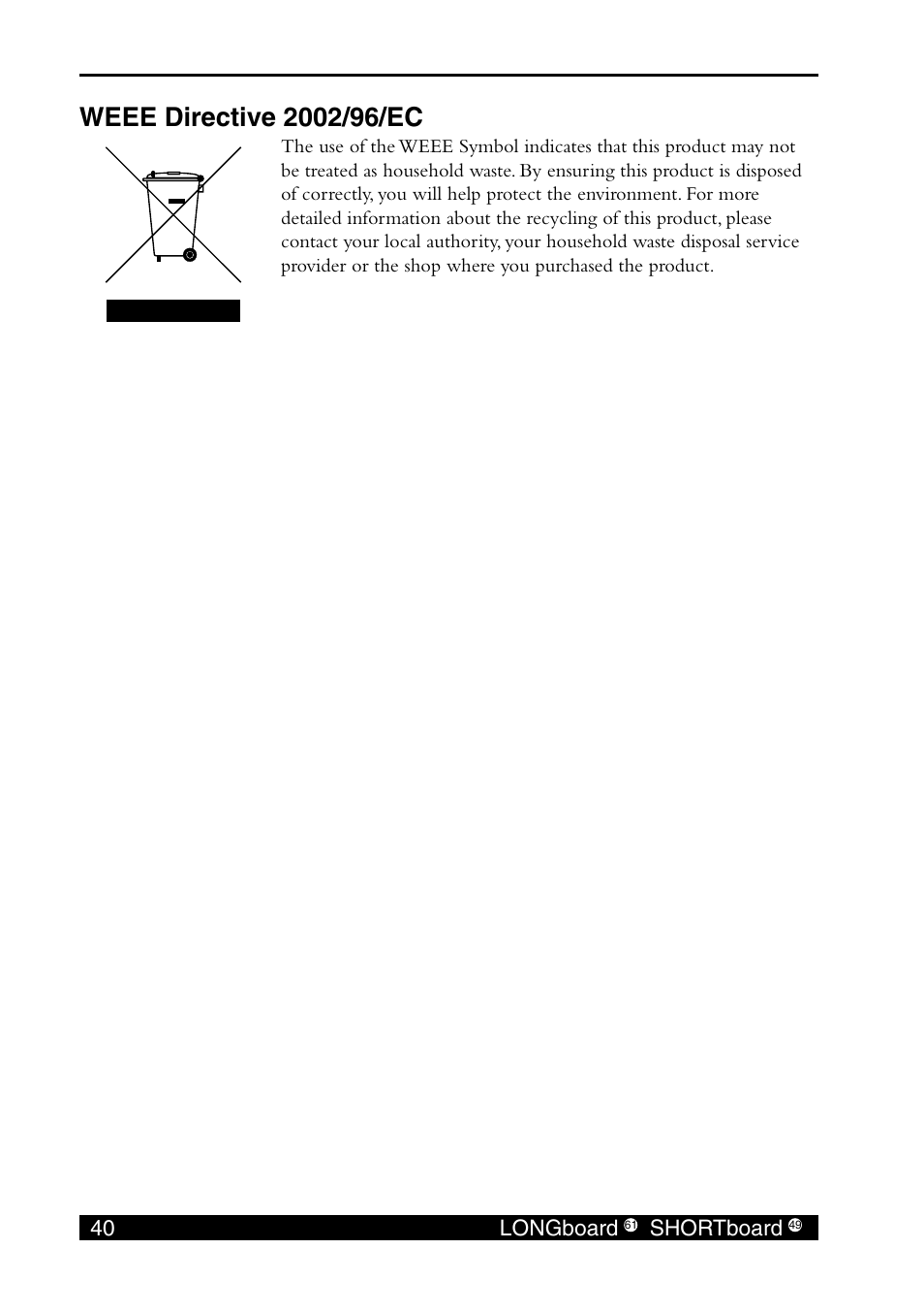 Weee directive 2002/96/ec | E-MU SHORTBoard 49 User Manual | Page 42 / 42