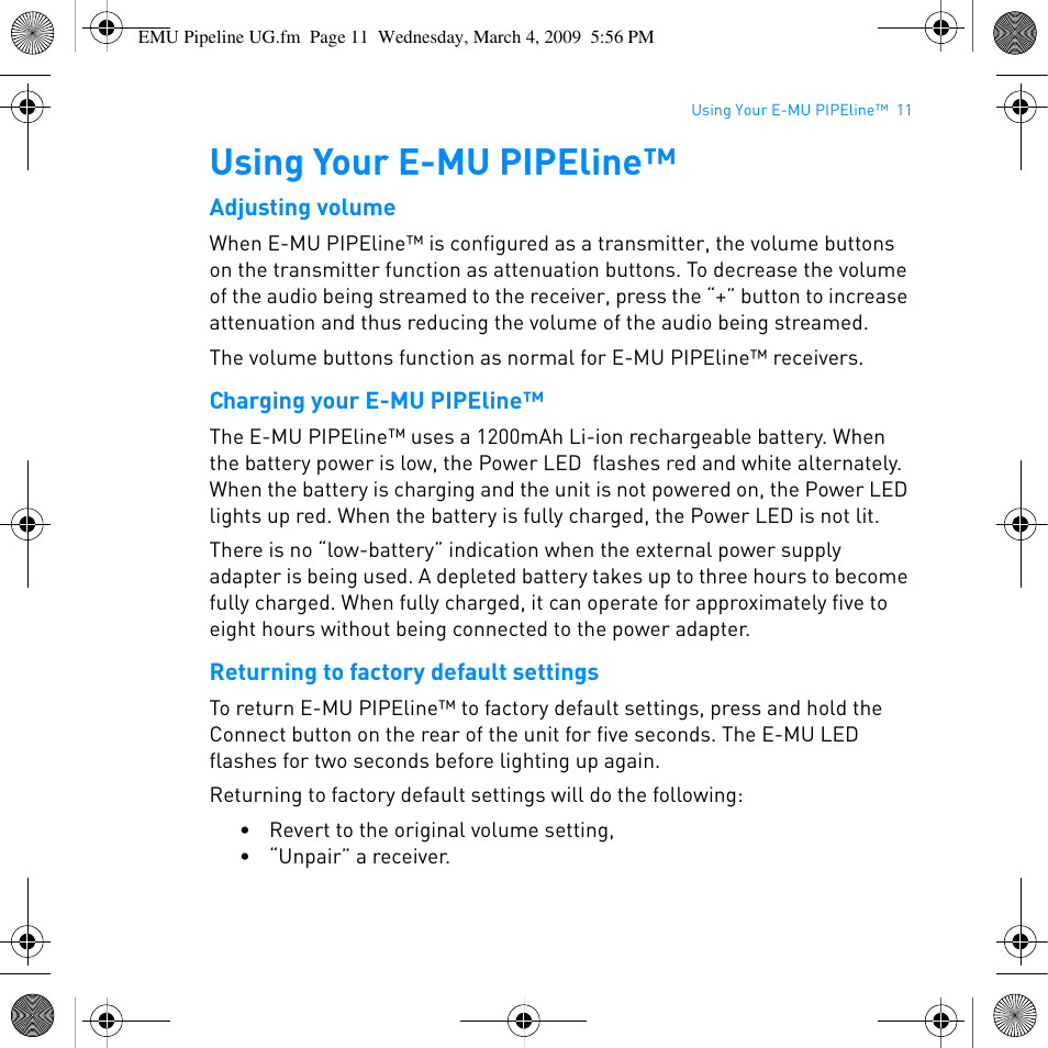 Using your e-mu pipeline | E-MU PIPEline User Manual | Page 14 / 73