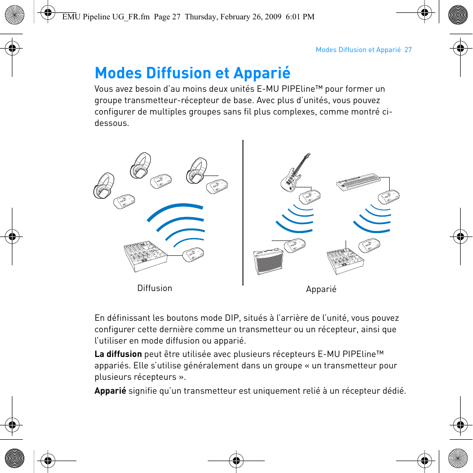 Modes diffusion et apparié | E-MU PIPEline User Manual | Page 30 / 73