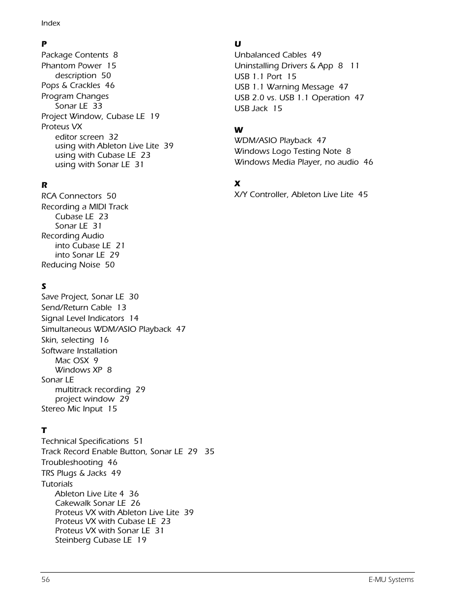 E-MU Tracker Pre USB 2.0 User Manual | Page 56 / 56