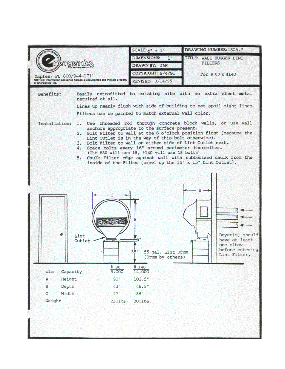 Energenics Wallhugger Series Lint Filter 2007 User Manual | Page 6 / 13