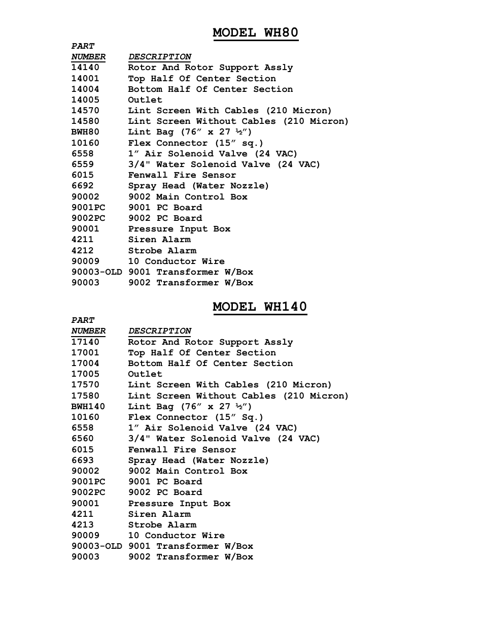 Model wh80, Model wh140 | Energenics Wallhugger Series Lint Filter (Old) User Manual | Page 19 / 19