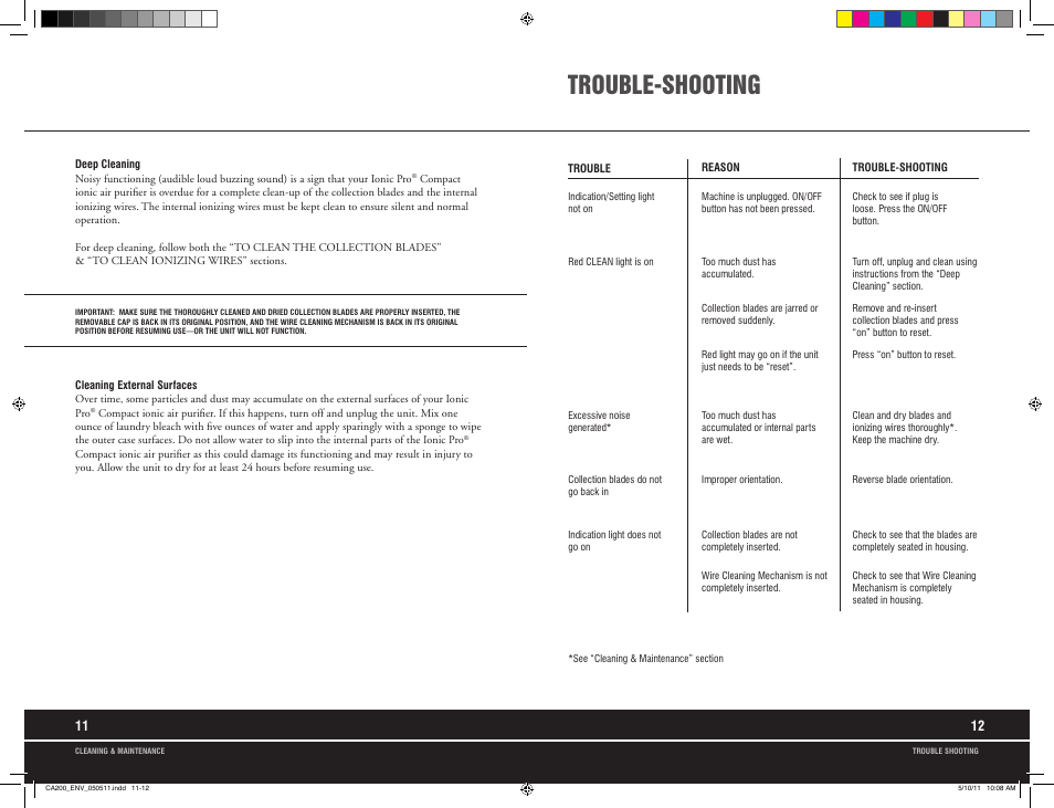 Trouble-shooting | Envion CA200 User Manual | Page 8 / 10
