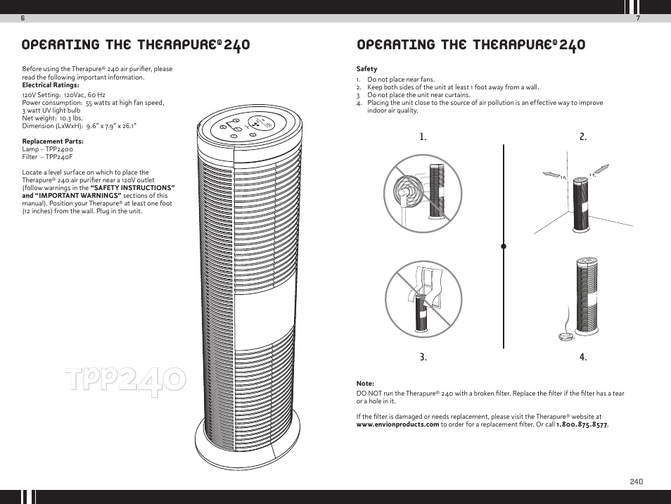 Operating the therapure | Envion TPP240 User Manual | Page 5 / 10