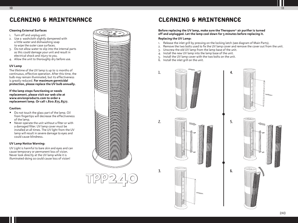Cleaning & maintenance | Envion TPP240 User Manual | Page 7 / 10