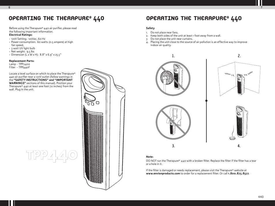 Operating the therapure | Envion TPP440 User Manual | Page 5 / 10