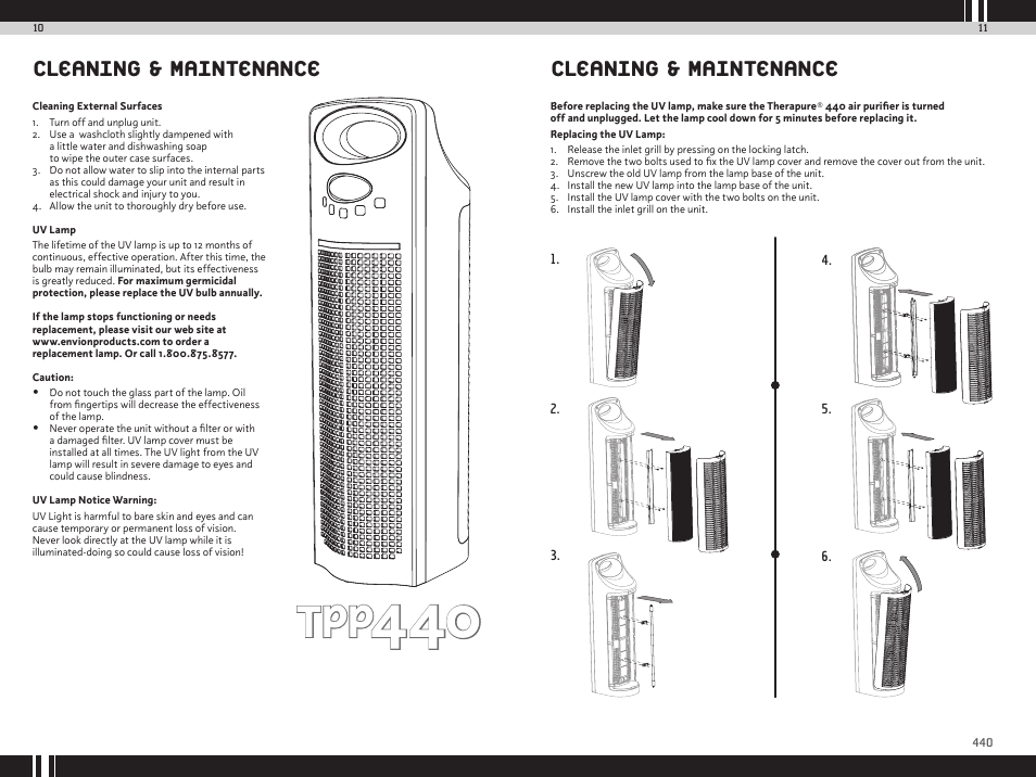 Cleaning & maintenance | Envion TPP440 User Manual | Page 7 / 10