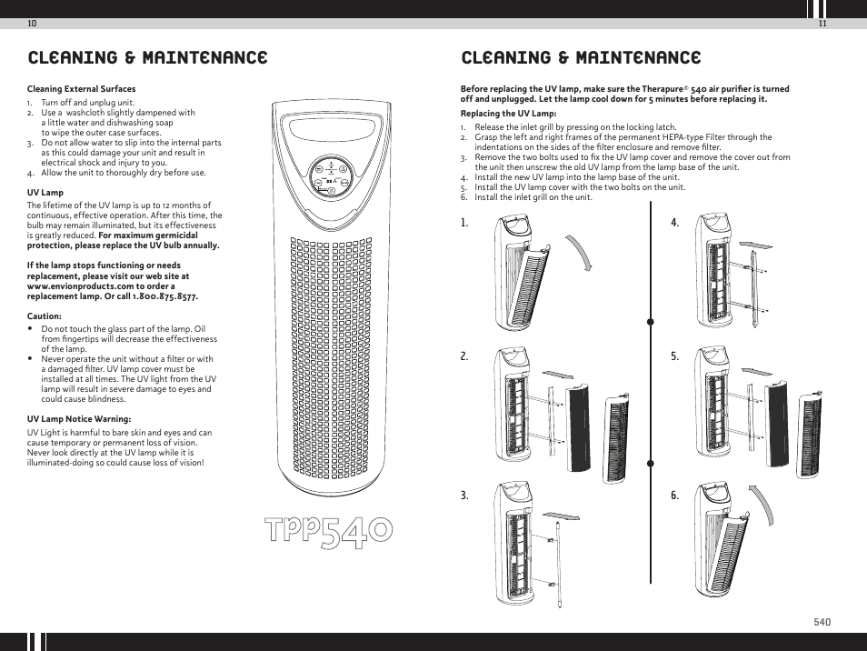 Cleaning & maintenance | Envion TPP540 User Manual | Page 7 / 8