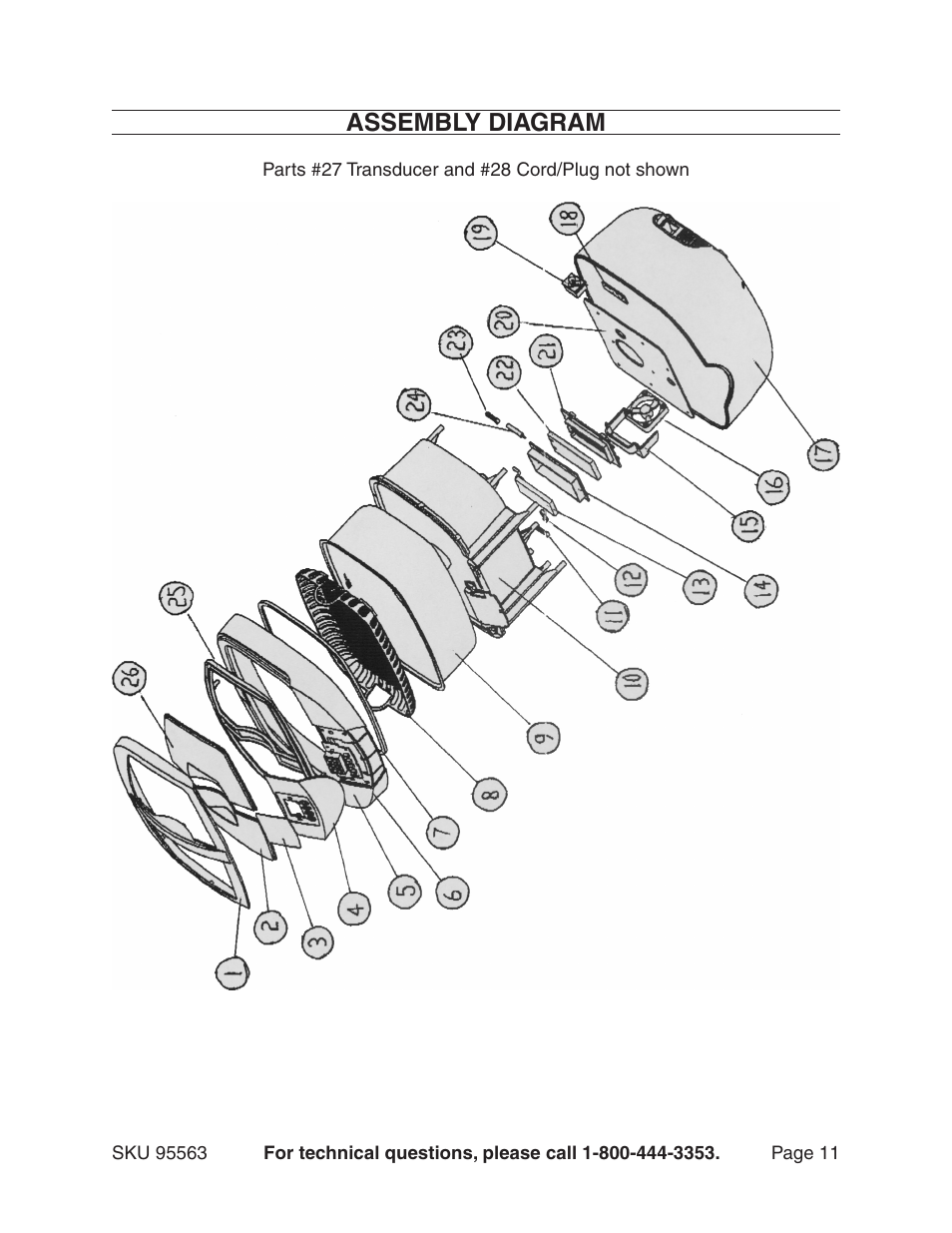 Assembly diagram | Chicago Electric 95563 User Manual | Page 11 / 12