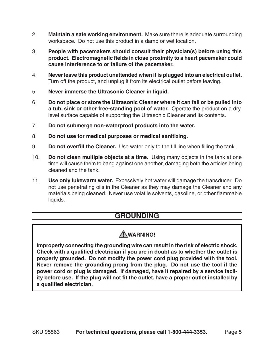 Grounding | Chicago Electric 95563 User Manual | Page 5 / 12