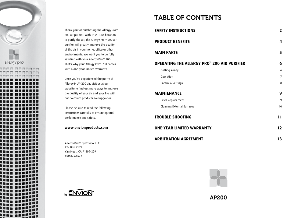 Envion AP200 User Manual | Page 2 / 8