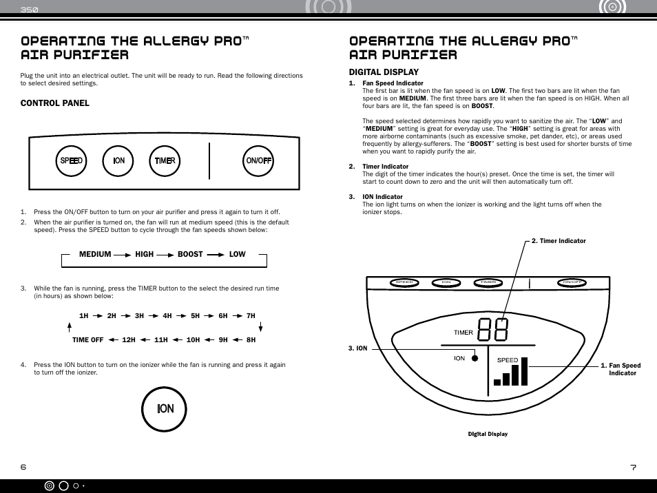 Operating the allergy pro™ air purifier | Envion AP350 User Manual | Page 5 / 8