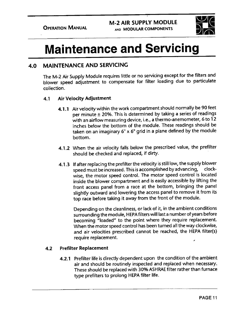 Envirco M-2 Unimodule User Manual | Page 12 / 34