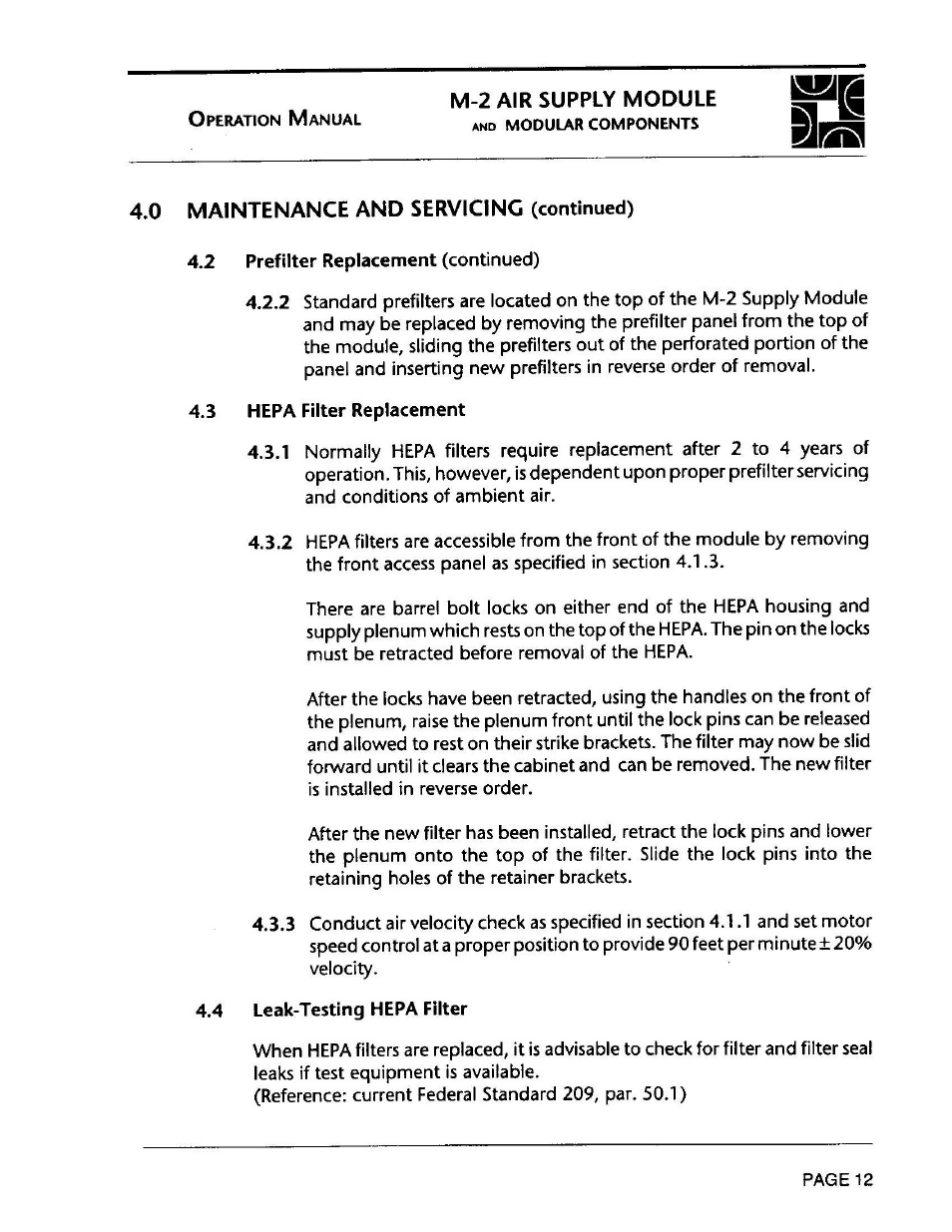 Envirco M-2 Unimodule User Manual | Page 13 / 34