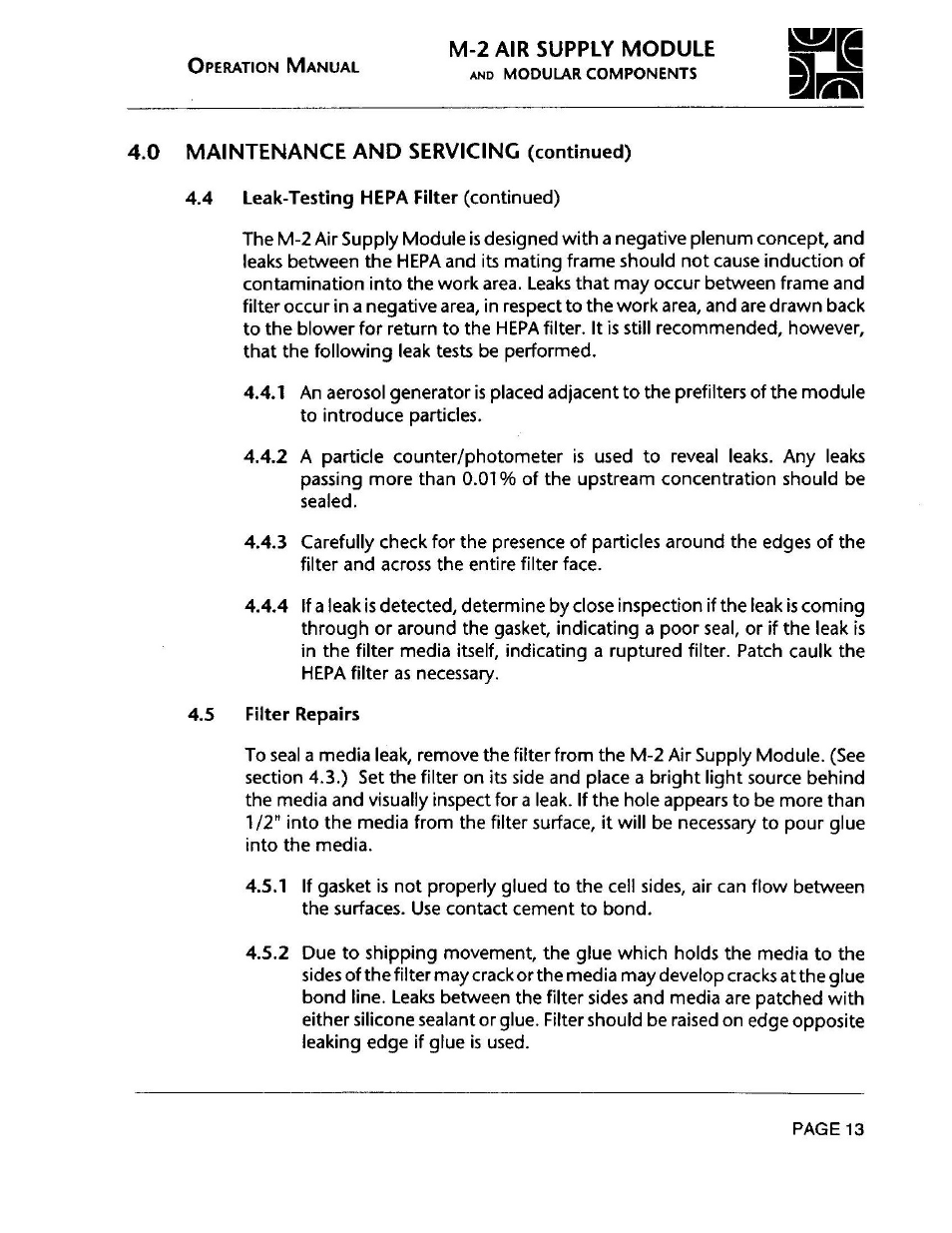 Envirco M-2 Unimodule User Manual | Page 14 / 34