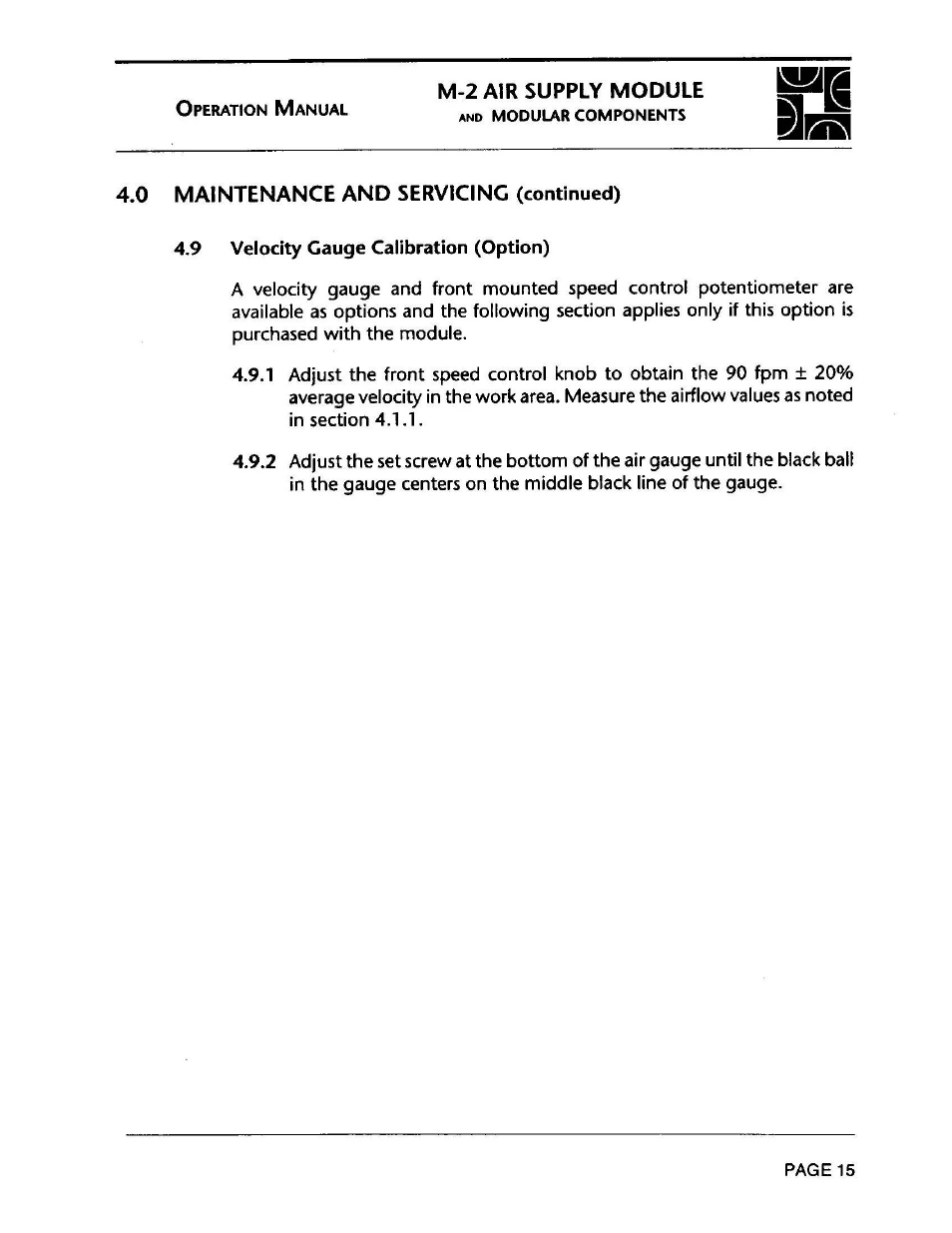 Envirco M-2 Unimodule User Manual | Page 16 / 34