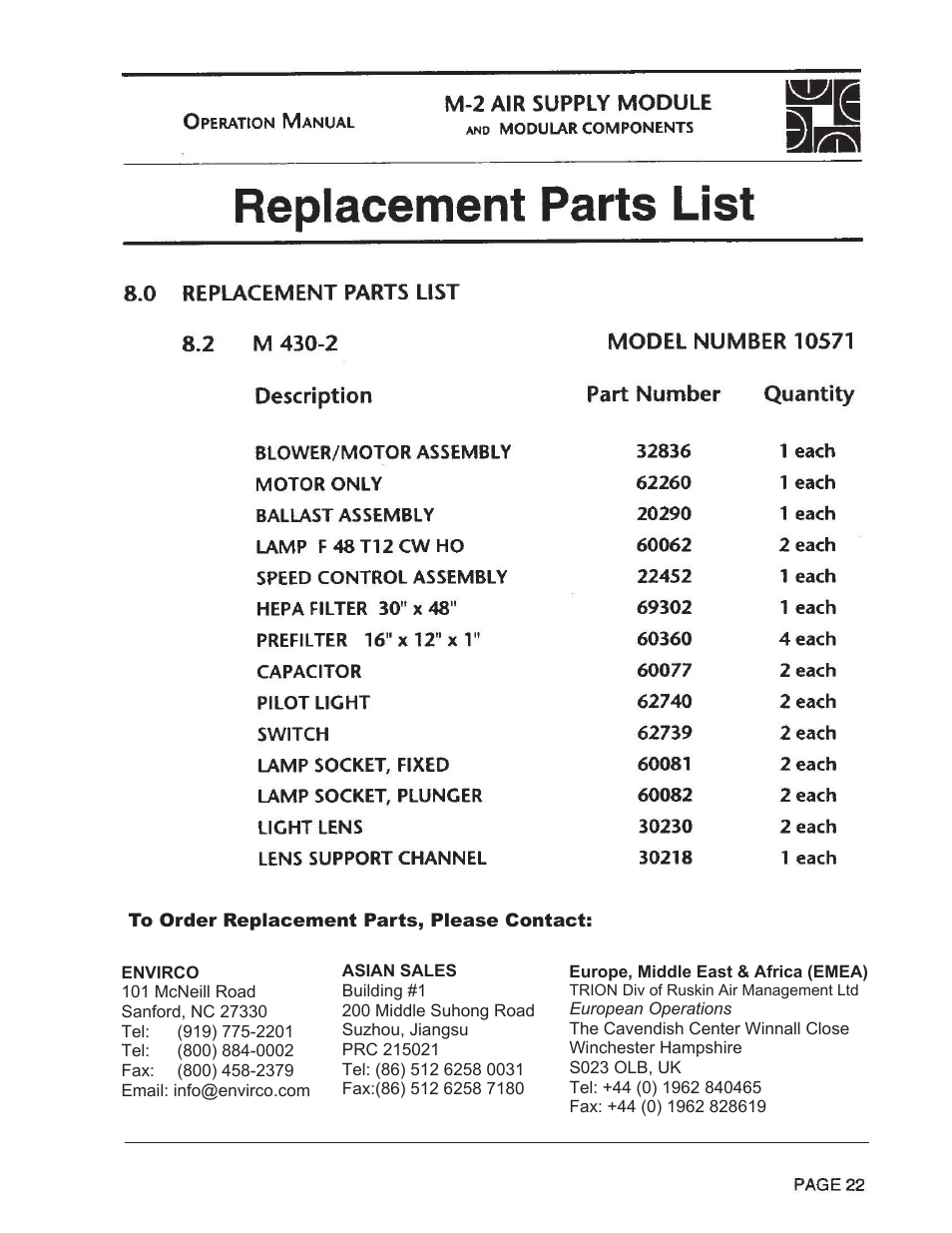 Envirco M-2 Unimodule User Manual | Page 23 / 34