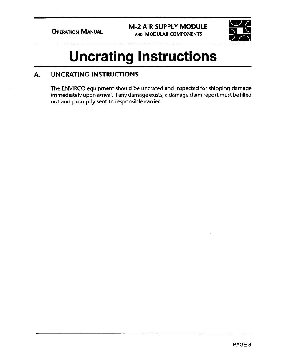 Envirco M-2 Unimodule User Manual | Page 4 / 34