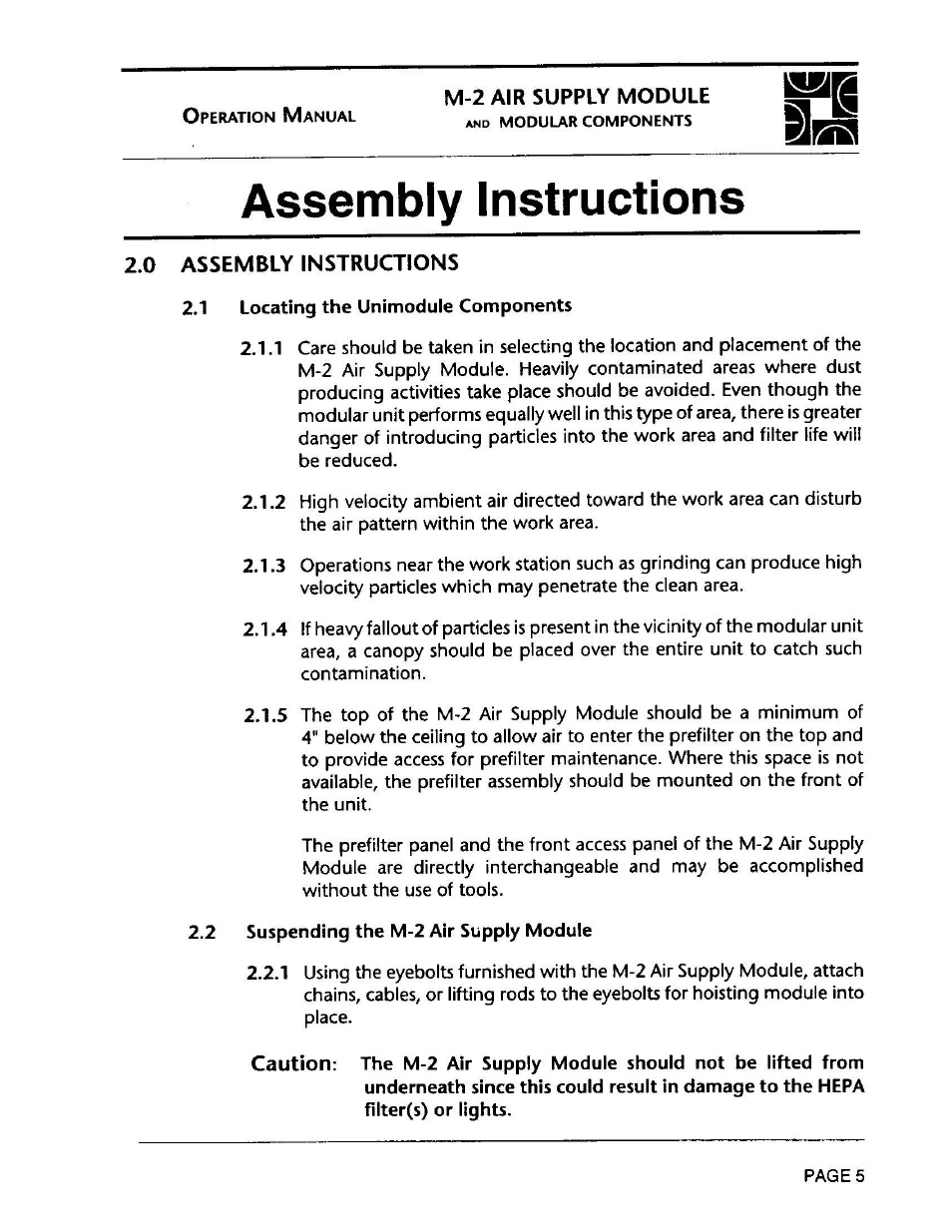 Envirco M-2 Unimodule User Manual | Page 6 / 34