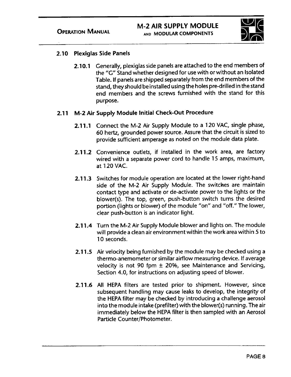 Envirco M-2 Unimodule User Manual | Page 9 / 34