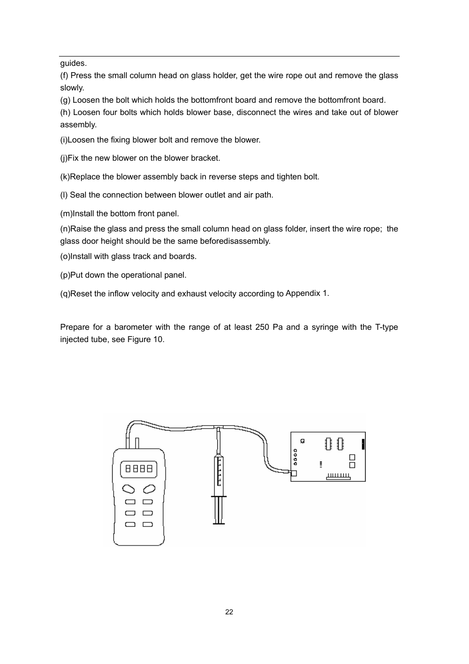 2 pressure monitor calibration 18, Figure 10: pressure monitor calibration setup | Envirco BSC User Manual | Page 22 / 38