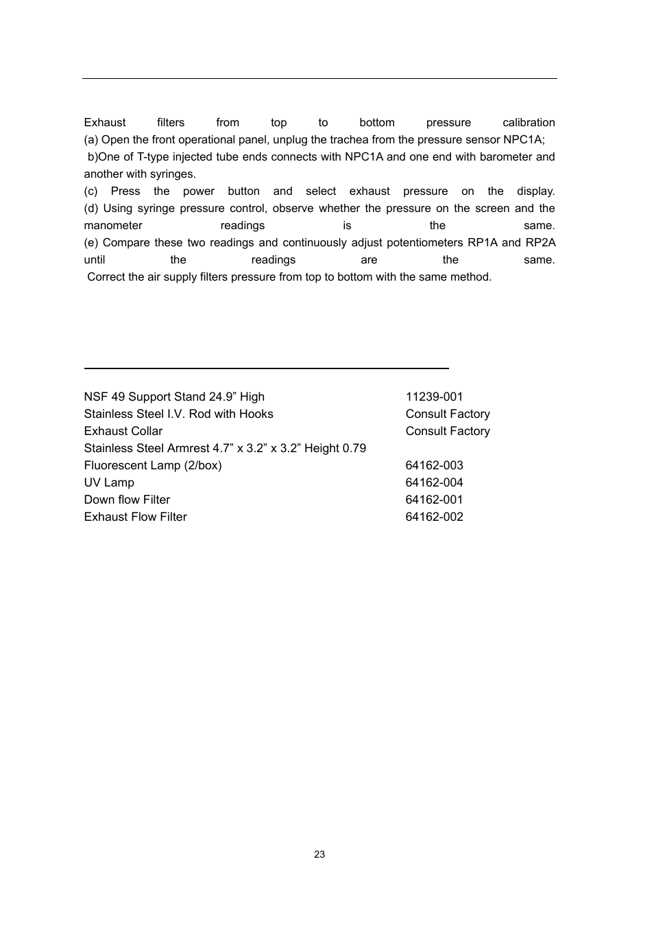 3 major parts list 23 | Envirco BSC User Manual | Page 23 / 38