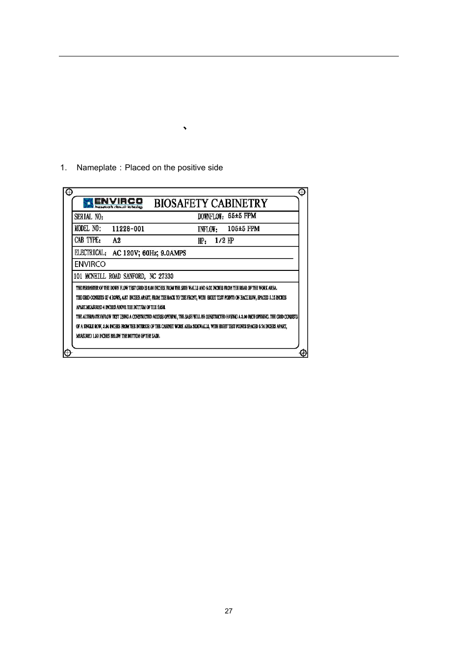 Label instructions 27, Figure1 base frame assembly, Vii 、 label instructions | Envirco BSC User Manual | Page 27 / 38