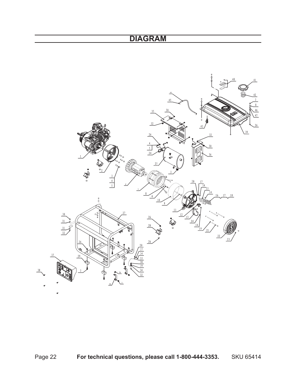 Diagram | Chicago Electric 65414 User Manual | Page 22 / 31