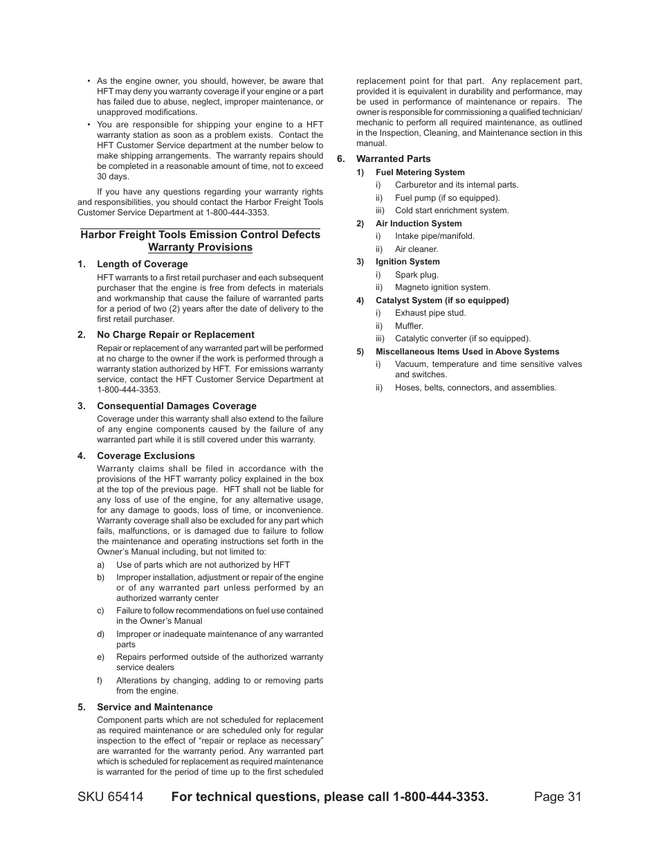 Chicago Electric 65414 User Manual | Page 31 / 31