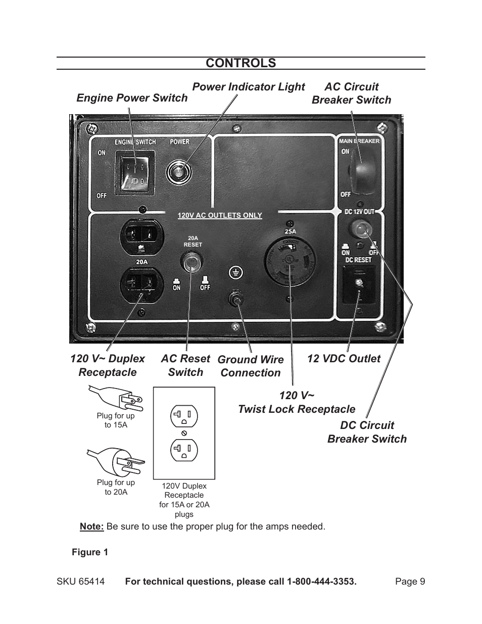 Controls | Chicago Electric 65414 User Manual | Page 9 / 31