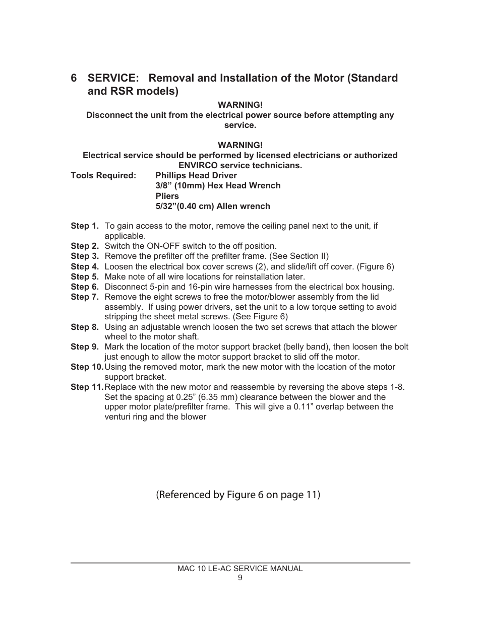 Referenced by figure 6 on page 11) | Envirco MAC 10 LE-AC User Manual | Page 11 / 19