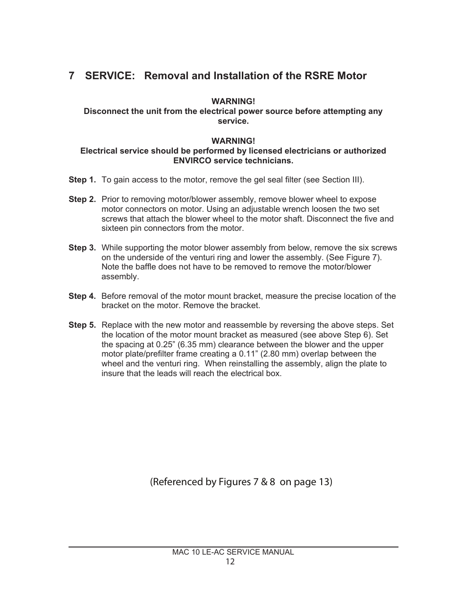 Referenced by figures 7 & 8 on page 13) | Envirco MAC 10 LE-AC User Manual | Page 13 / 19