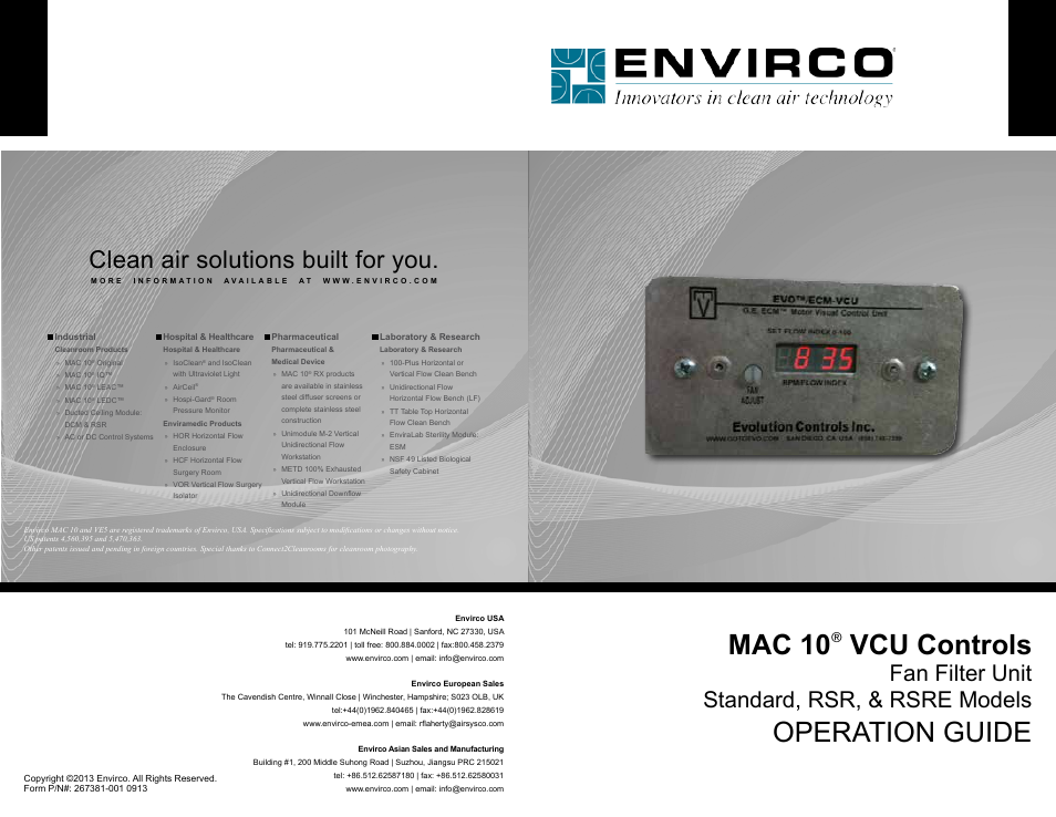 Envirco MAC 10 VCU User Manual | 2 pages