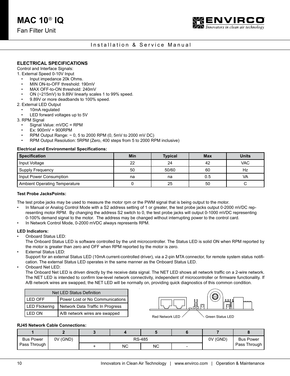 Mac 10, Fan filter unit | Envirco MAC 10 IQ User Manual | Page 10 / 28