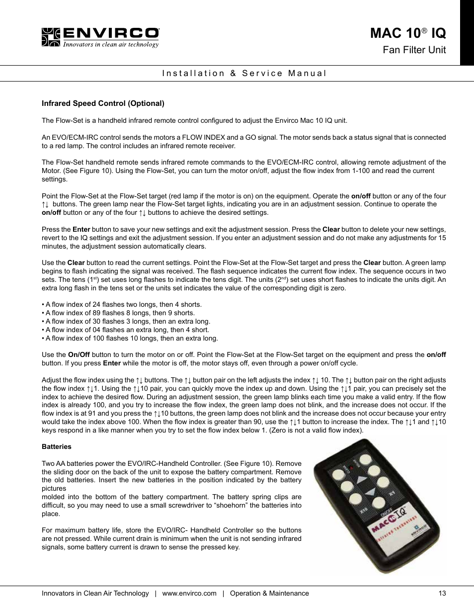 Mac 10, Fan filter unit | Envirco MAC 10 IQ User Manual | Page 13 / 28