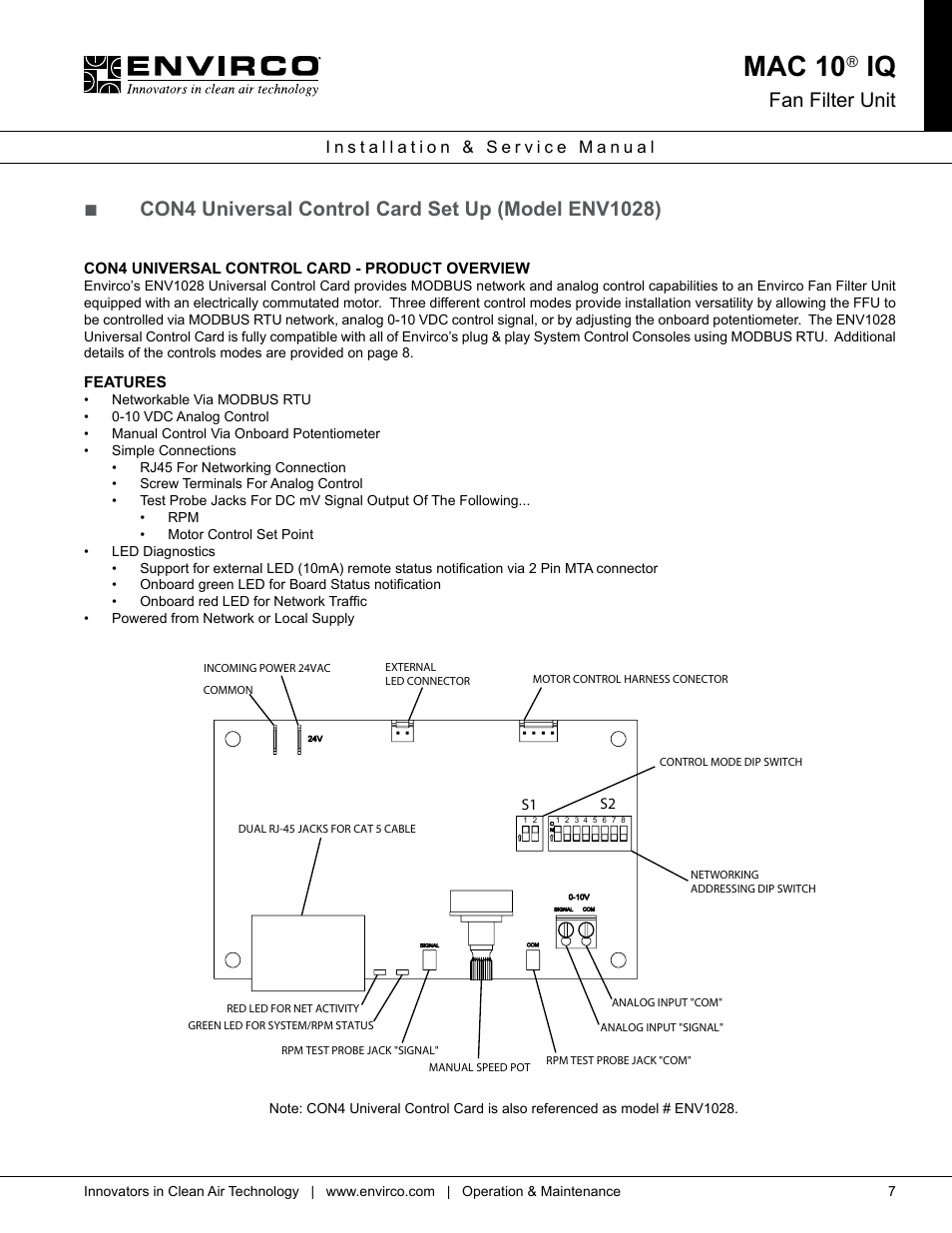 Mac 10, Fan filter unit | Envirco MAC 10 IQ User Manual | Page 7 / 28