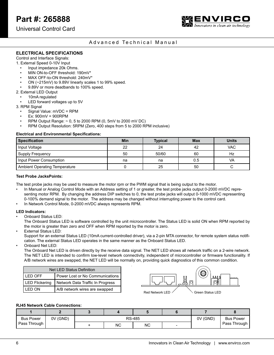 Universal control card | Envirco Universal Control Card User Manual | Page 6 / 8
