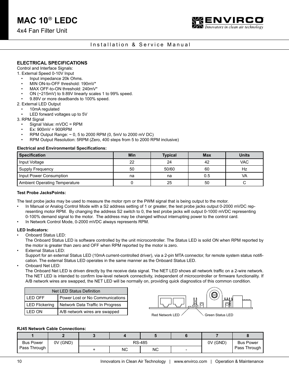 Mac 10, Ledc, 4x4 fan filter unit | Envirco MAC 10 LE-DC User Manual | Page 10 / 20