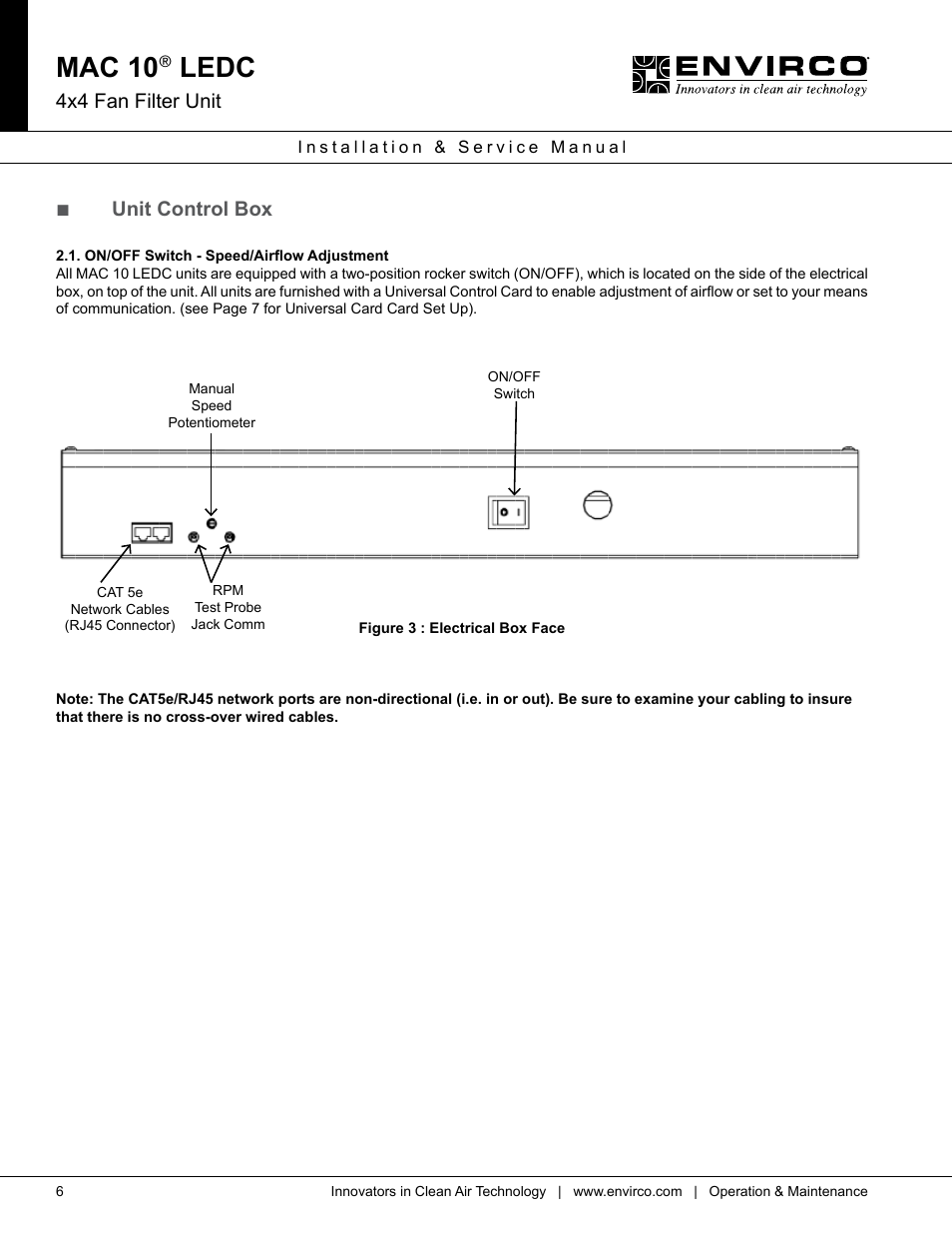 Mac 10, Ledc, 4x4 fan filter unit | Unit control box | Envirco MAC 10 LE-DC User Manual | Page 6 / 20