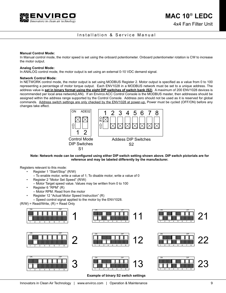Mac 10, Ledc, 4x4 fan filter unit | Envirco MAC 10 LE-DC User Manual | Page 9 / 20