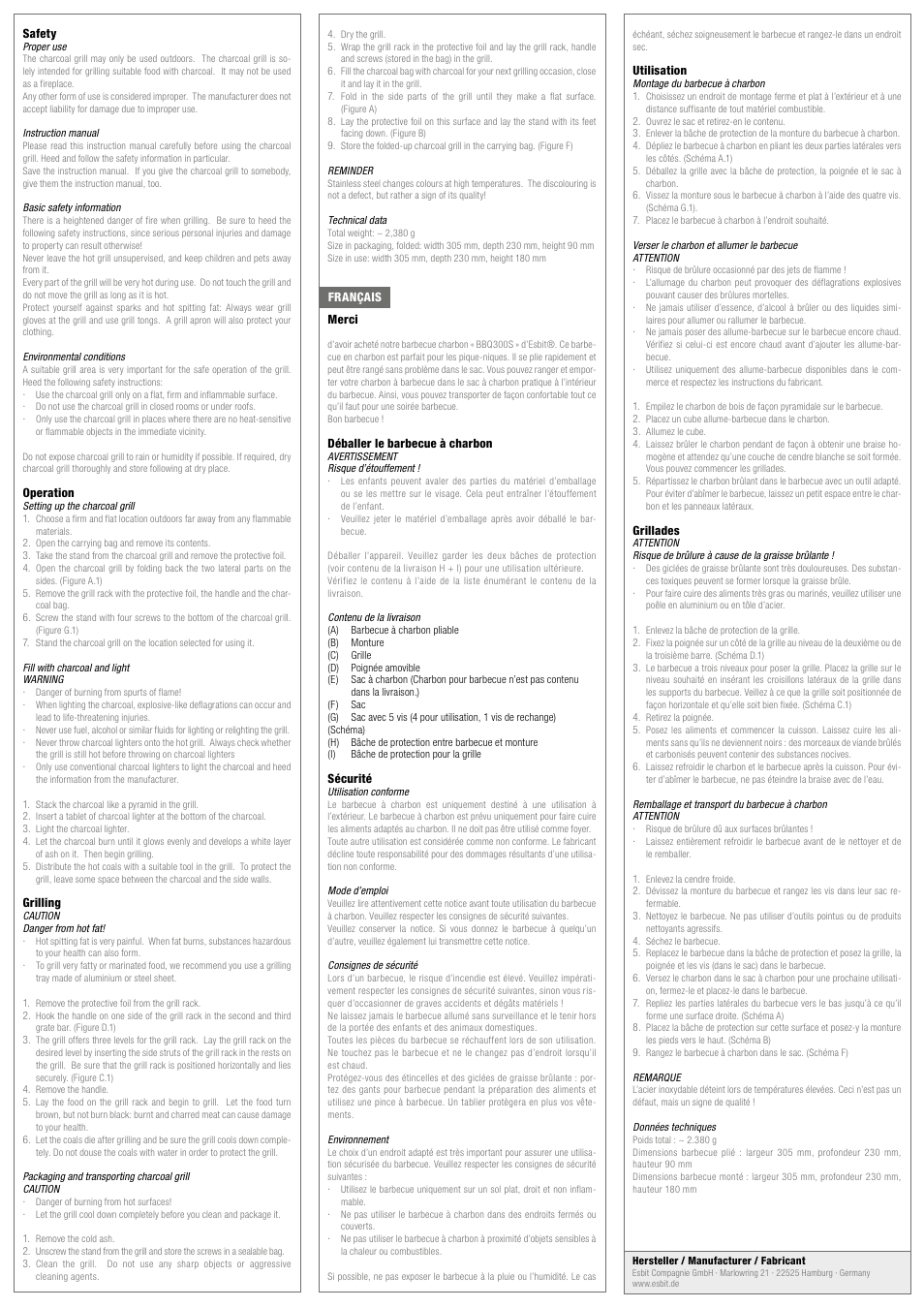 ESBIT BBQ300S User Manual | Page 2 / 2