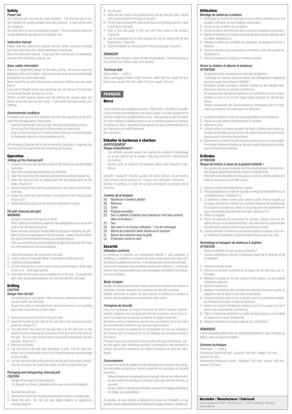 ESBIT BBQ100S User Manual | Page 2 / 2
