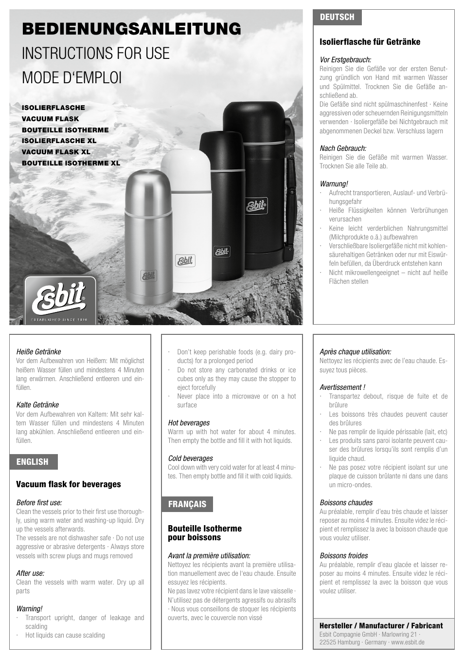 ESBIT WM1500ML User Manual | 1 page