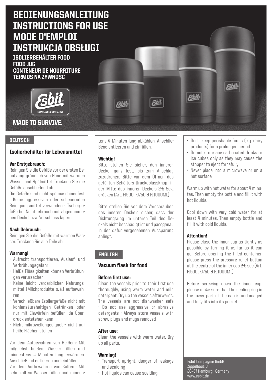 ESBIT FJ750SP-BG User Manual | 2 pages