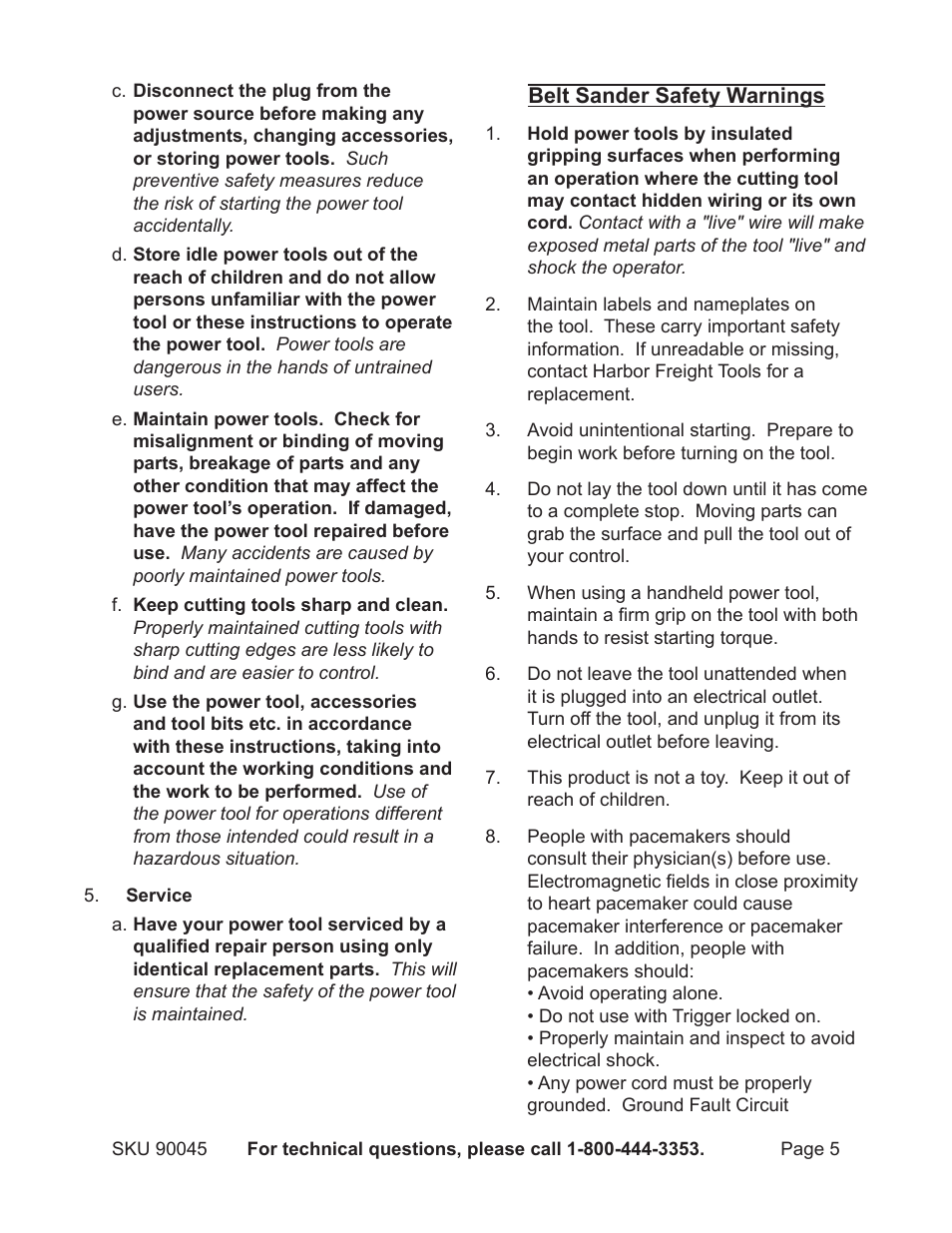 Chicago Electric Belt Sander 90045 User Manual | Page 5 / 16