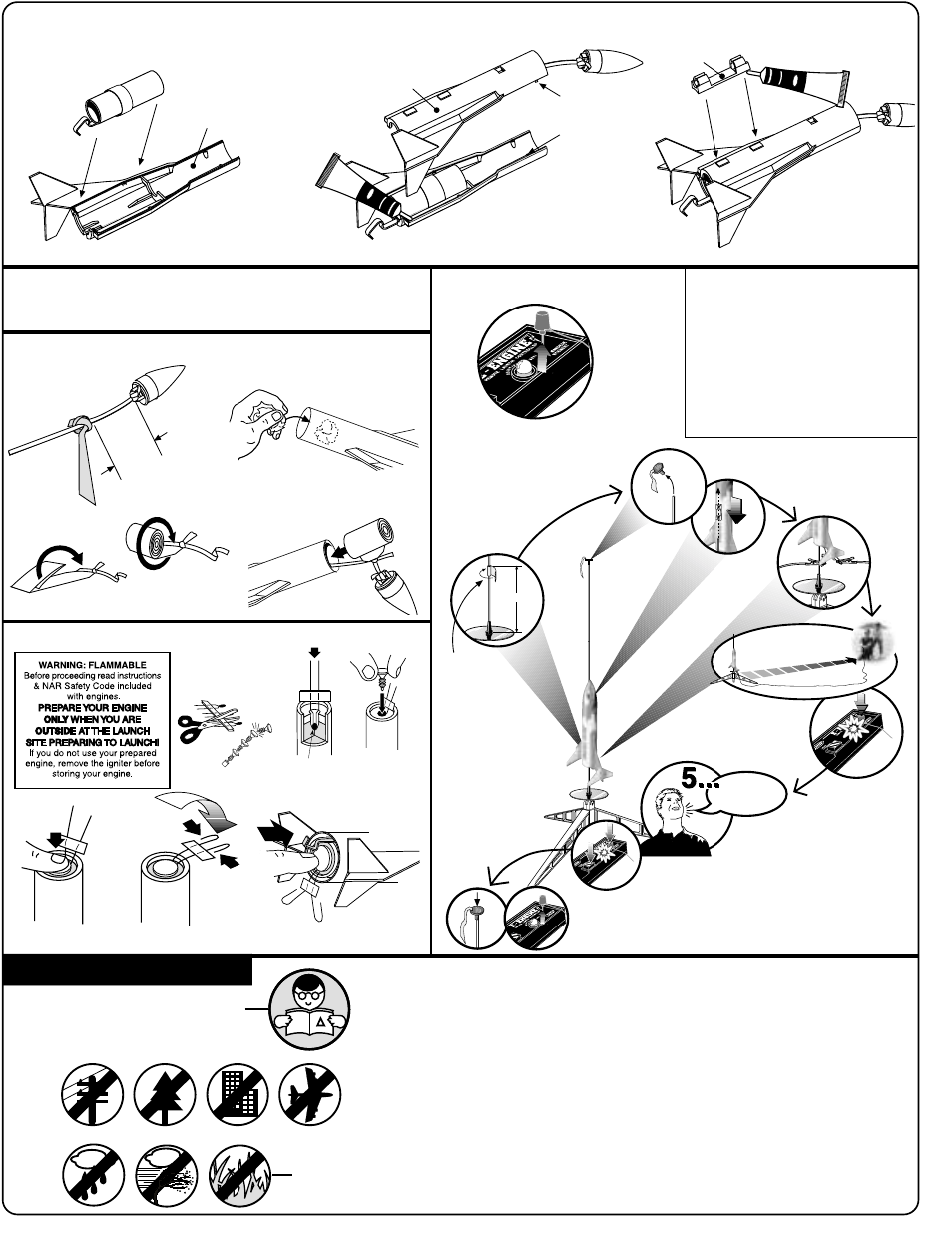 Flying your rocket, Misfires, Precautions | Estes 1203 - Freaky Flyer User Manual | Page 2 / 2