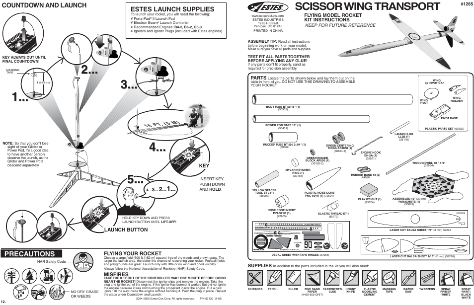 Estes 1265 – Scissor Wing Transport User Manual | 6 pages