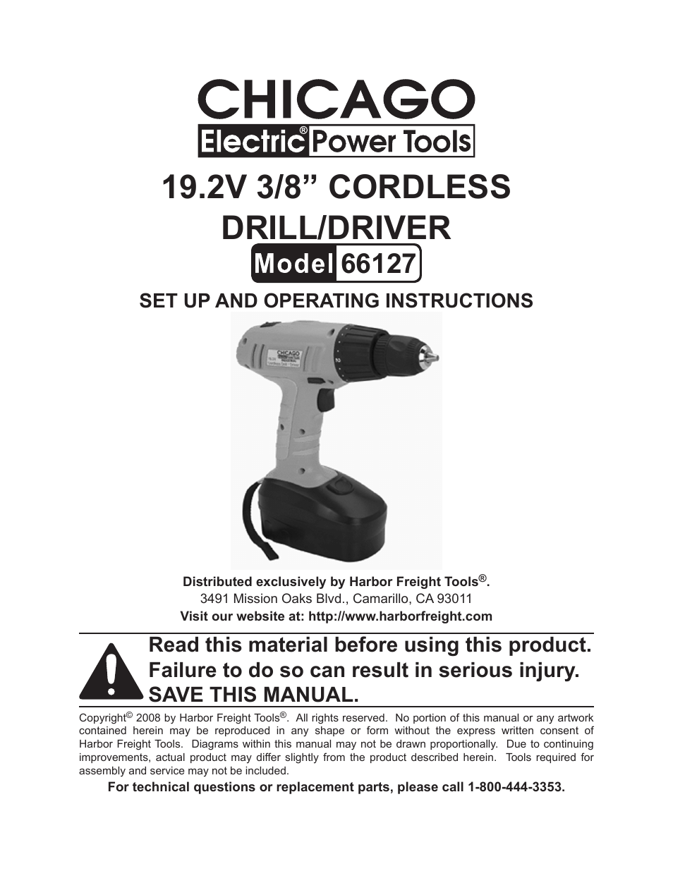 Chicago Electric 66127 User Manual | 12 pages